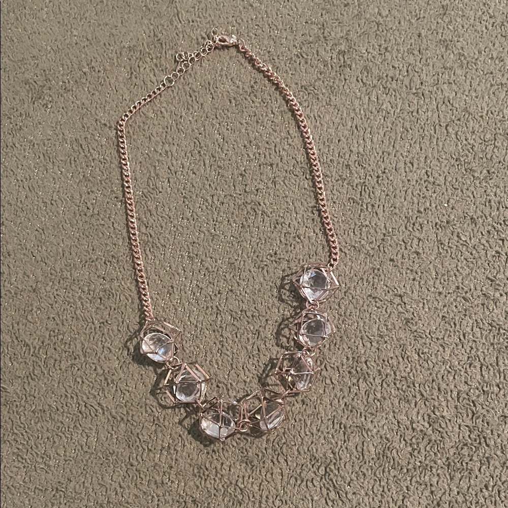 Rose Gold Necklace with Clear Accents